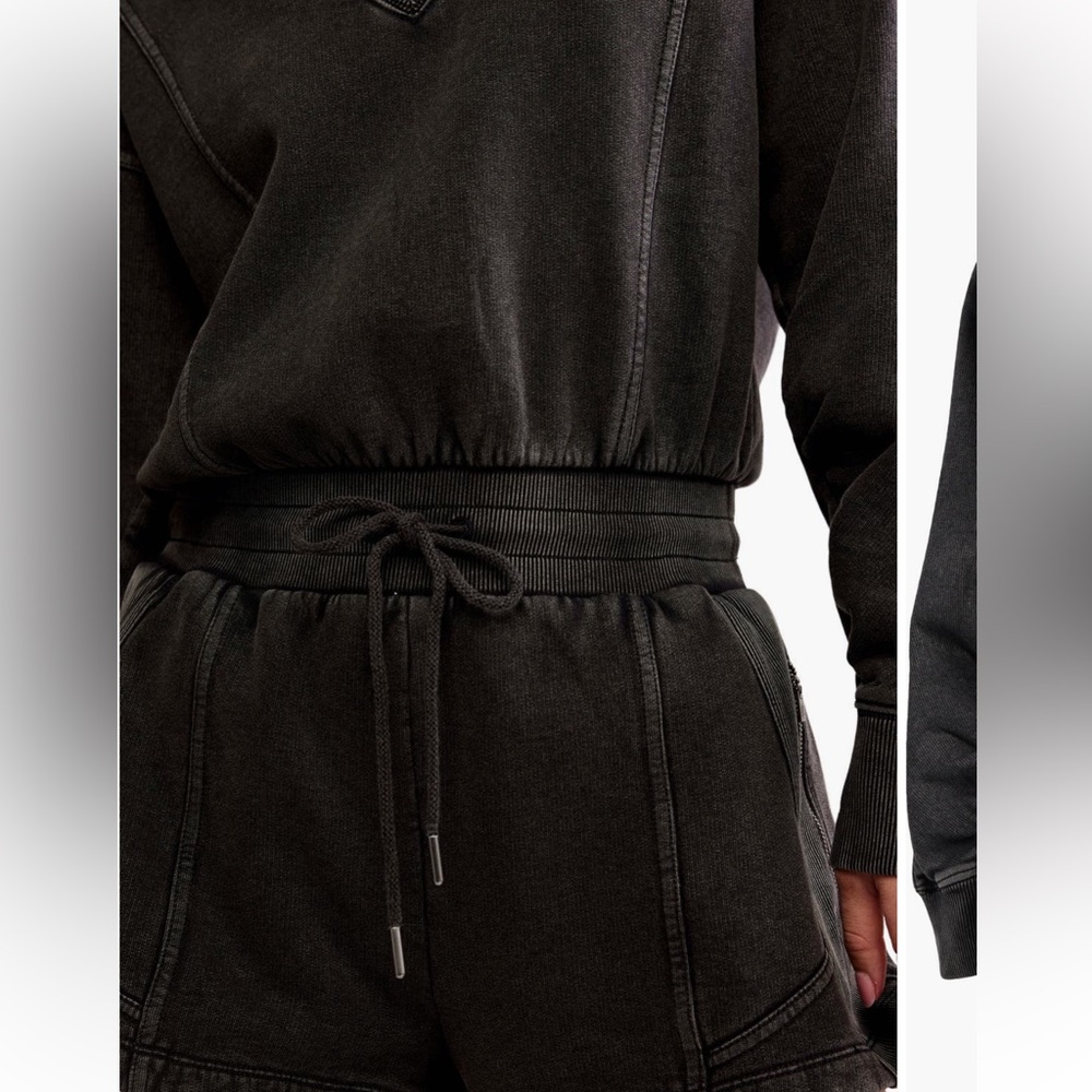 Free People Black Washed Romper with Drawstring Waist - Picture 5 of 12